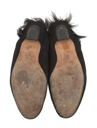 Khaite Suede Faux Fur Trim Mules