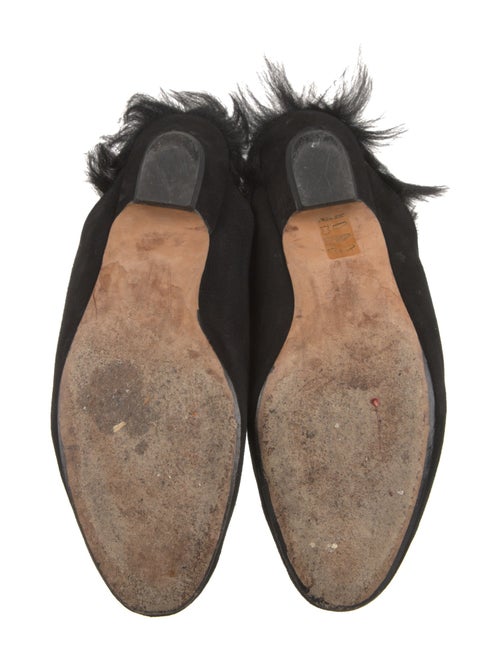 Khaite Suede Faux Fur Trim Mules