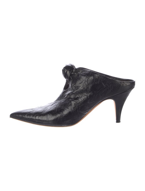 Khaite Patent Leather Pleated Accents Mules