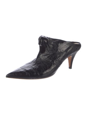 Khaite Patent Leather Pleated Accents Mules