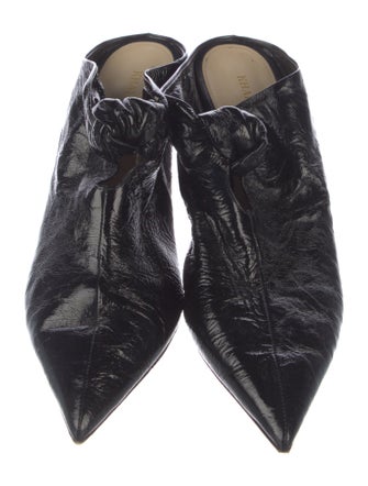 Khaite Patent Leather Pleated Accents Mules