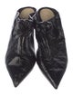 Khaite Patent Leather Pleated Accents Mules