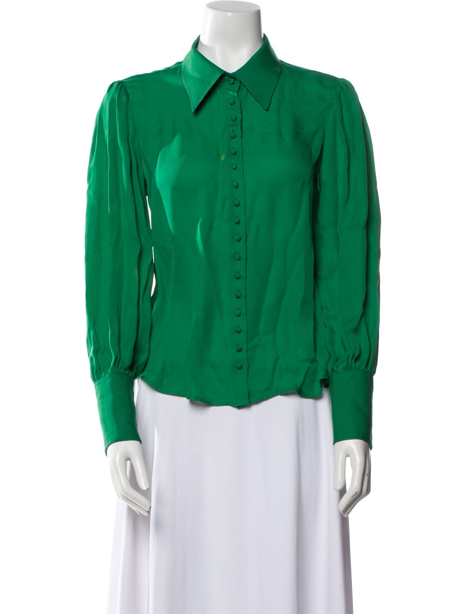 Khaite Silk Long Sleeve Button-Up Top