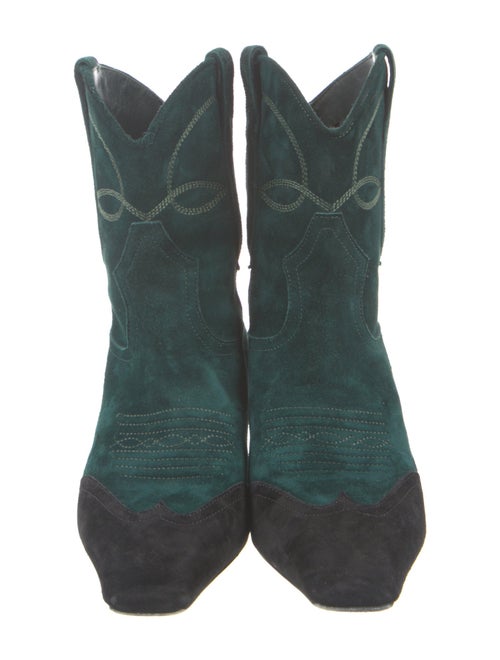 Khaite Suede Colorblock Pattern Western Boots