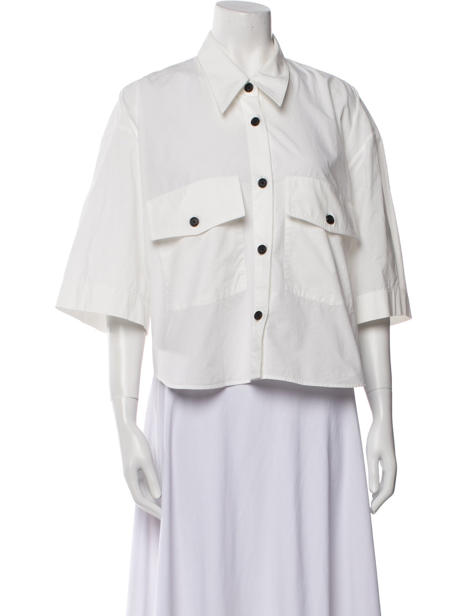 Khaite Three-Quarter Sleeve Button-Up Top