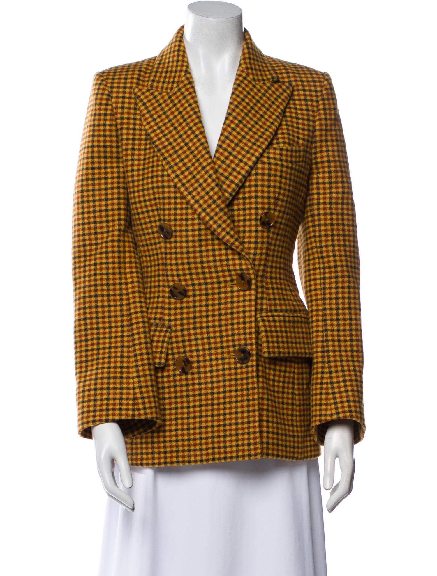 Khaite Virgin Wool Plaid Print Coat