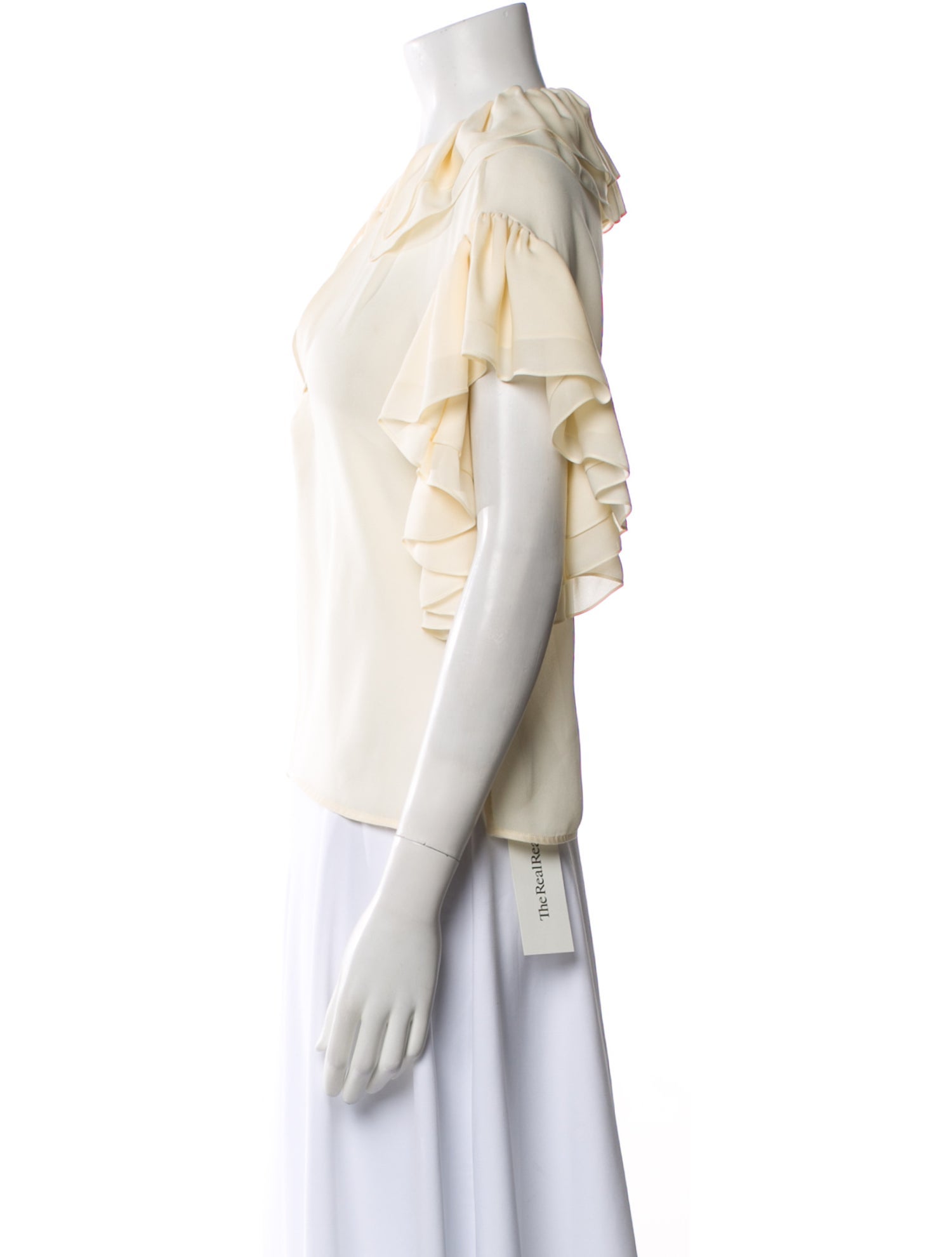 Khaite V-Neck Short Sleeve Silk Top