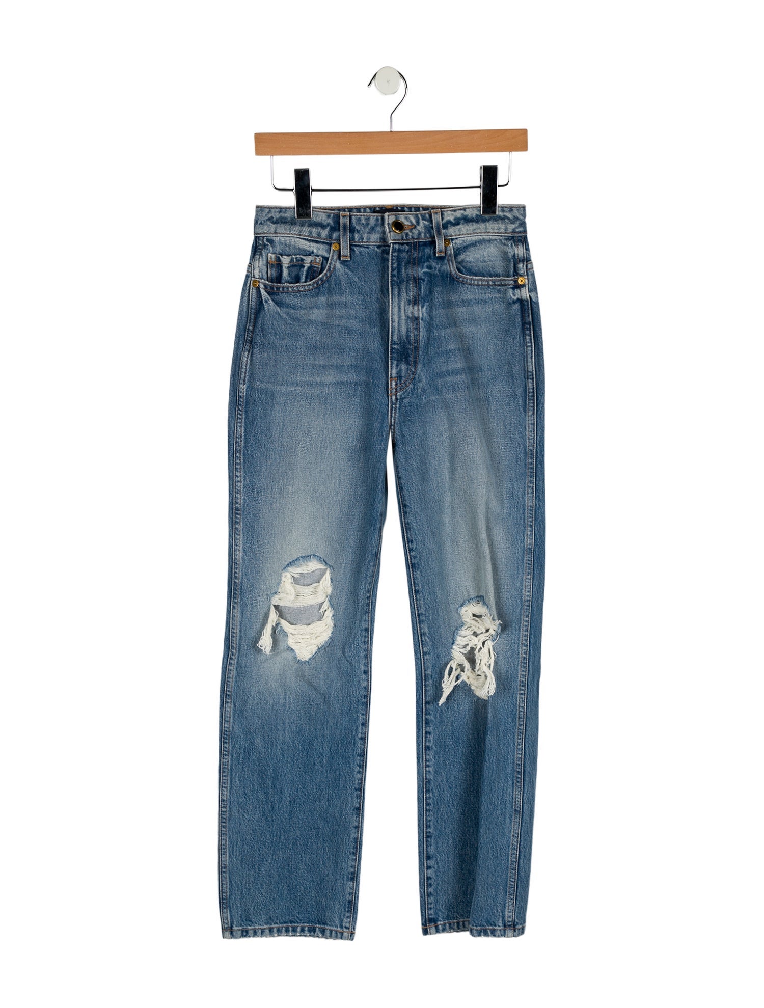 Khaite High-Rise Straight Leg Jeans