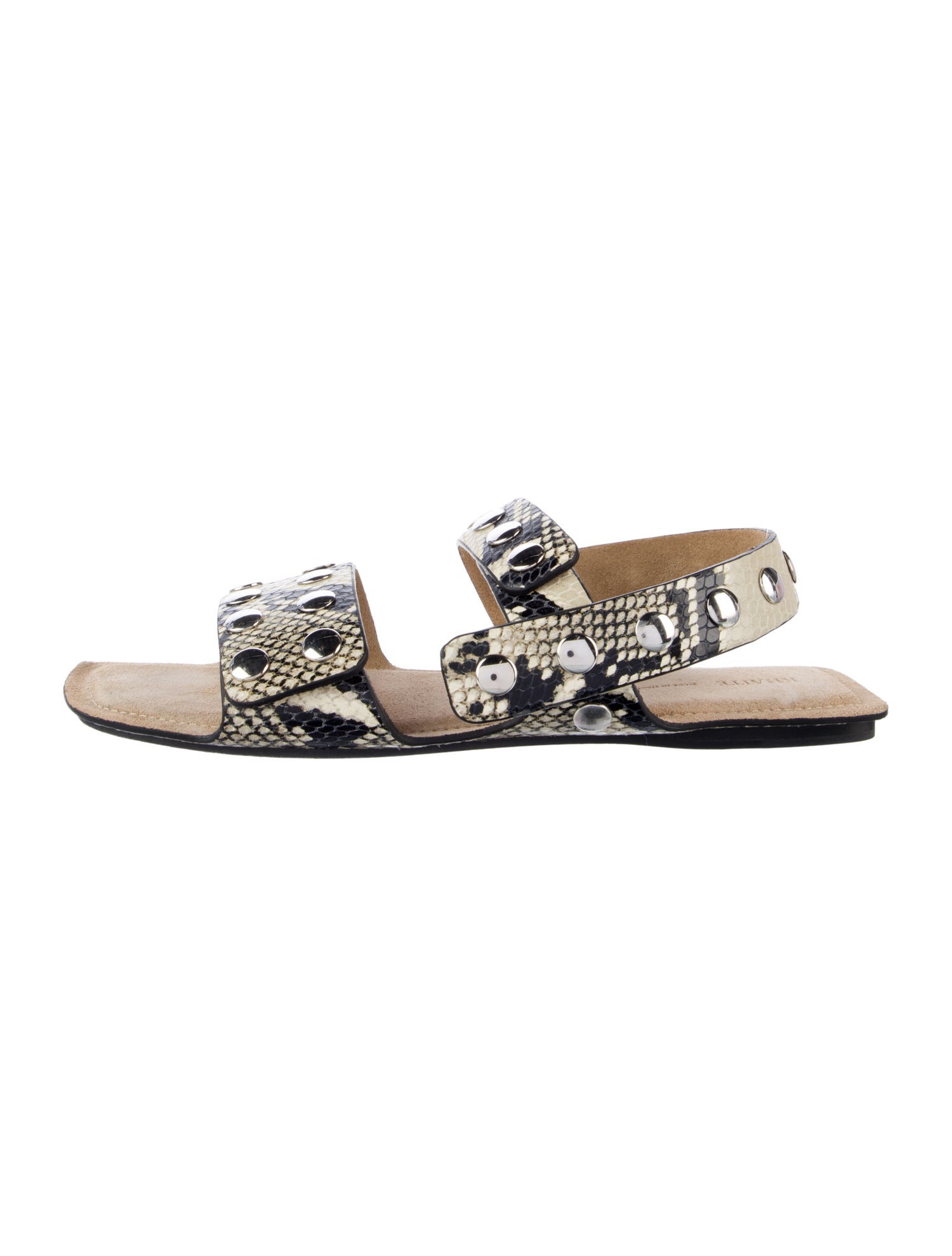 Khaite Leather Animal Print Slides