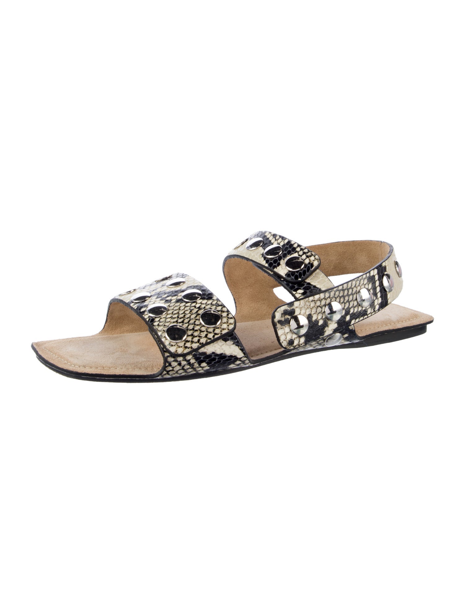 Khaite Leather Animal Print Slides