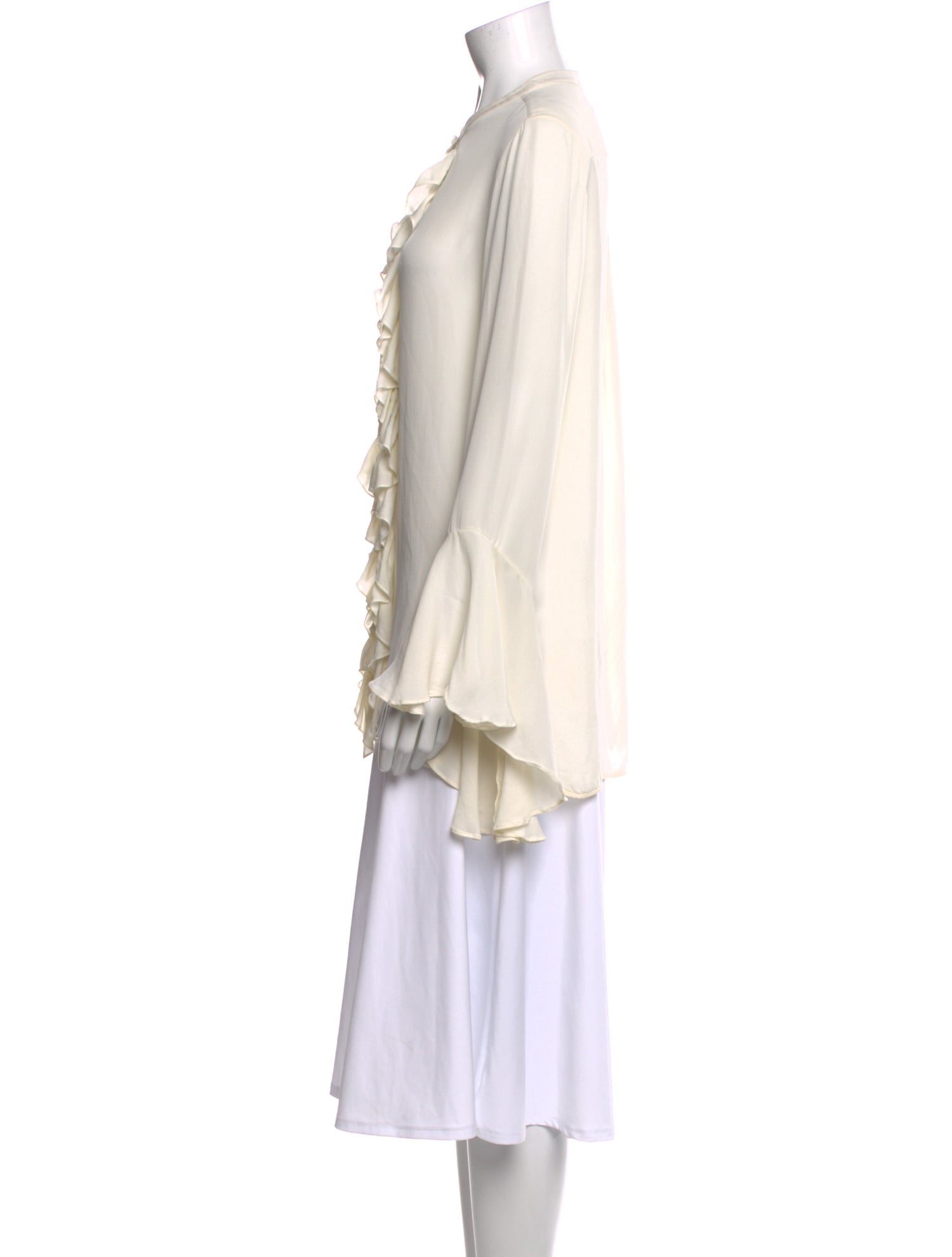 Khaite Silk Mock Neck Button-Up Top