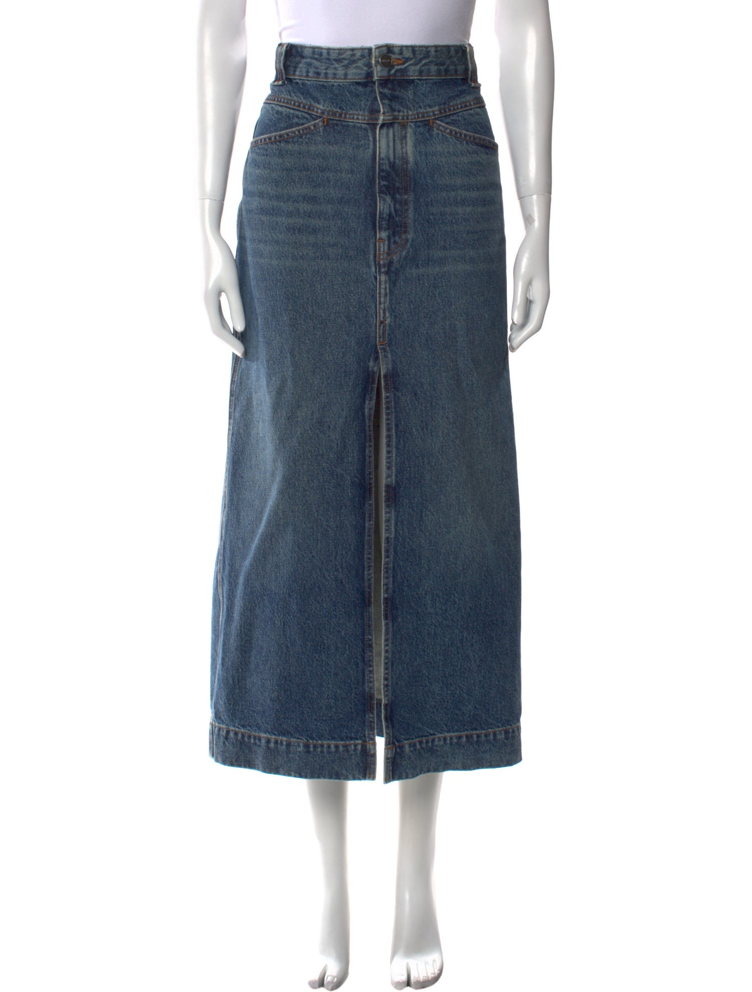 Khaite Distressed Accents Midi Length Skirt