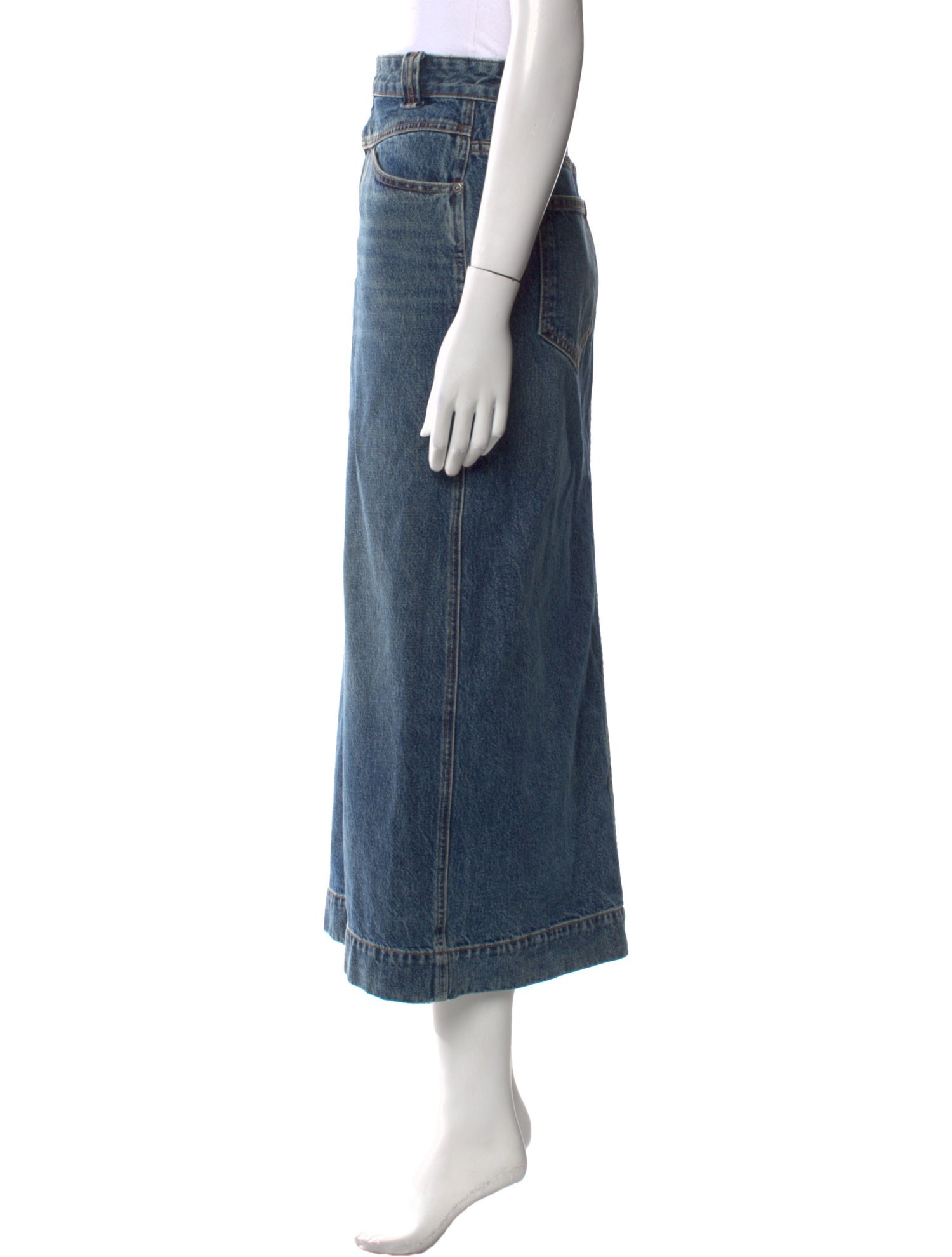 Khaite Distressed Accents Midi Length Skirt