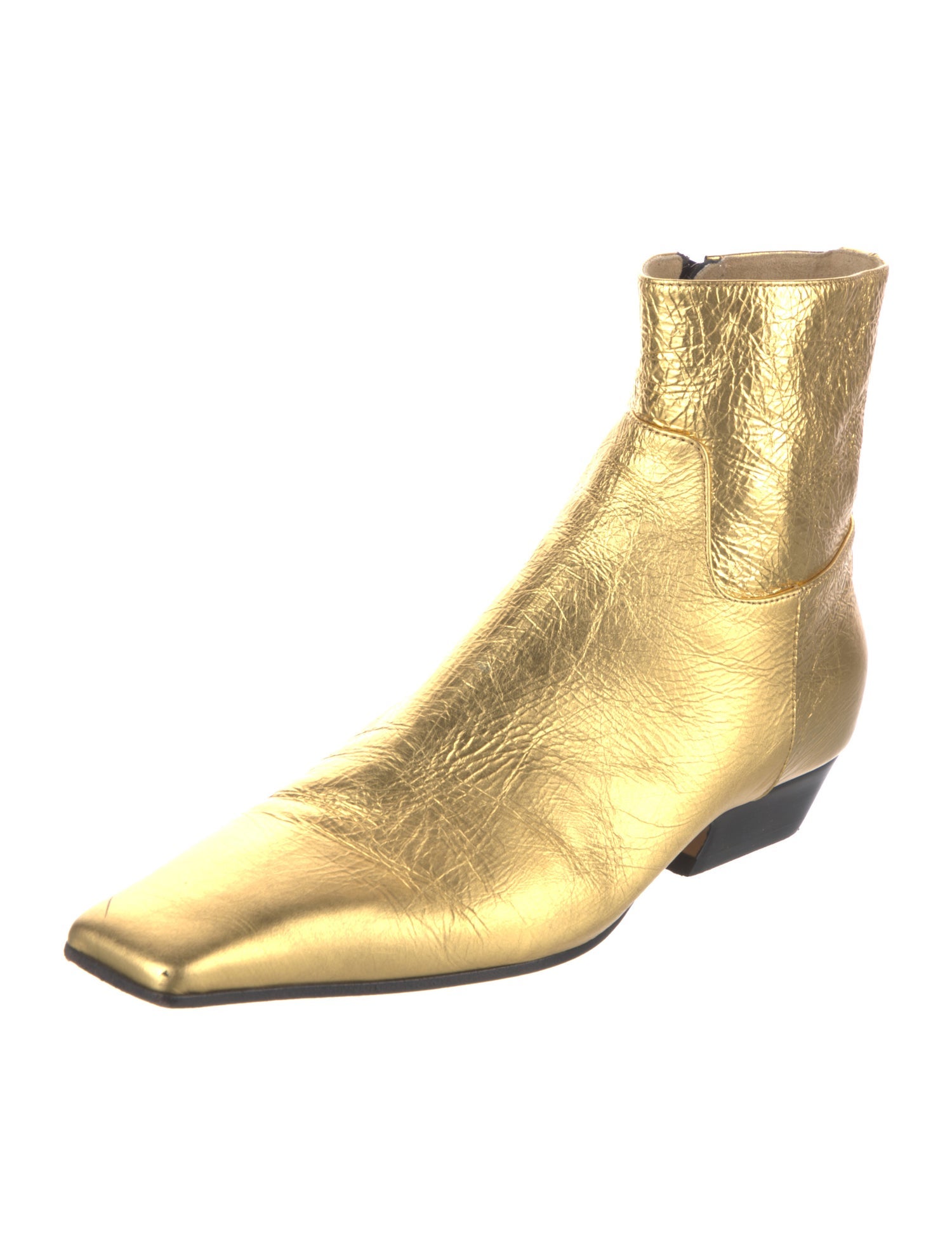 Khaite Leather Colorblock Pattern Boots