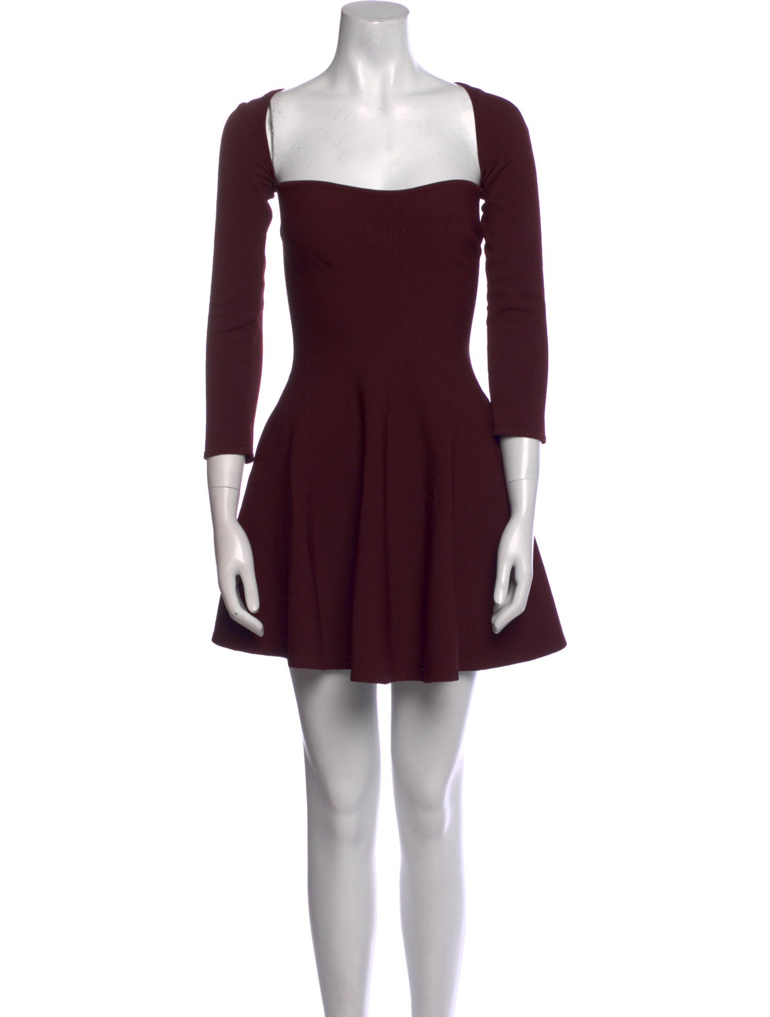 burgundy square neck mini dress Velvet square neck mini dress