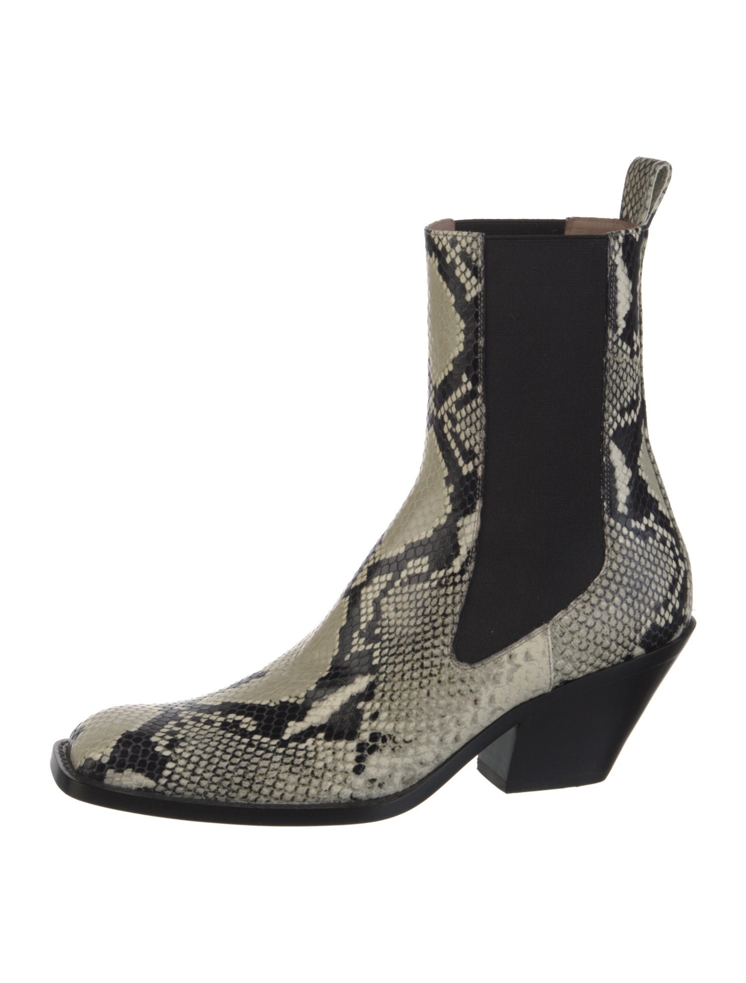 Khaite Leather Animal Print Chelsea Boots