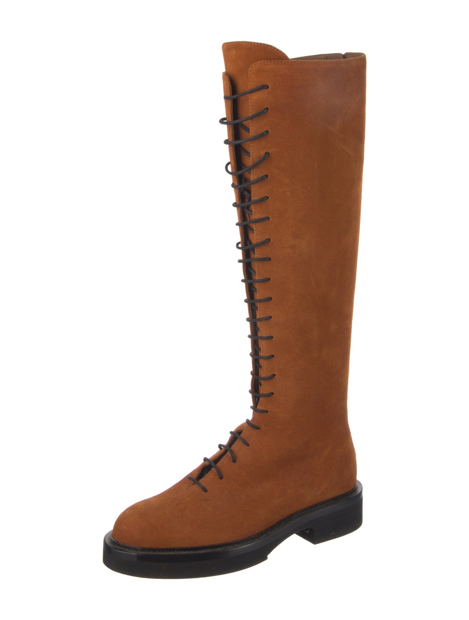 Khaite Suede Colorblock Pattern Lace-Up Boots