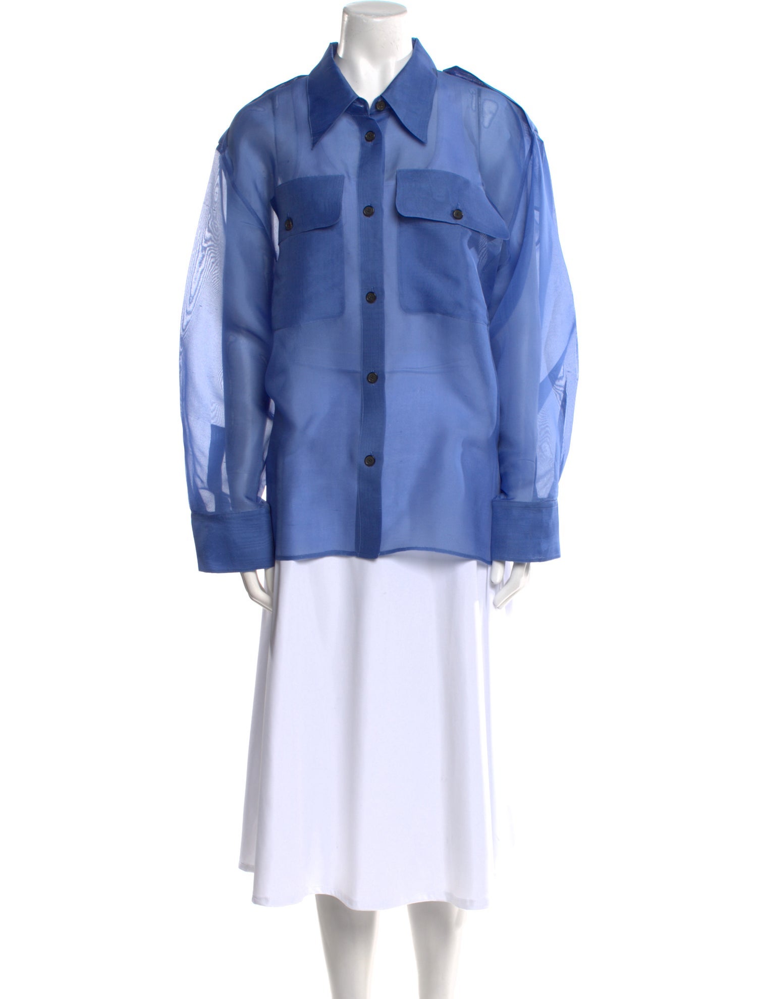 Khaite Silk Long Sleeve Button-Up Top