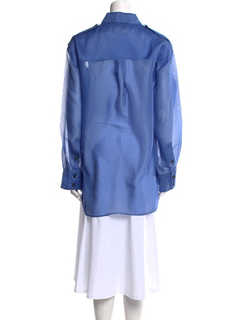 Khaite Silk Long Sleeve Button-Up Top