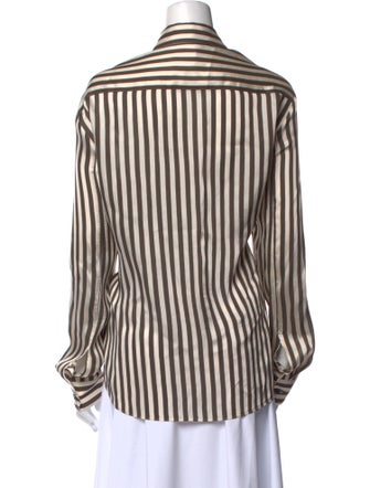 Khaite Striped Long Sleeve Button-Up Top