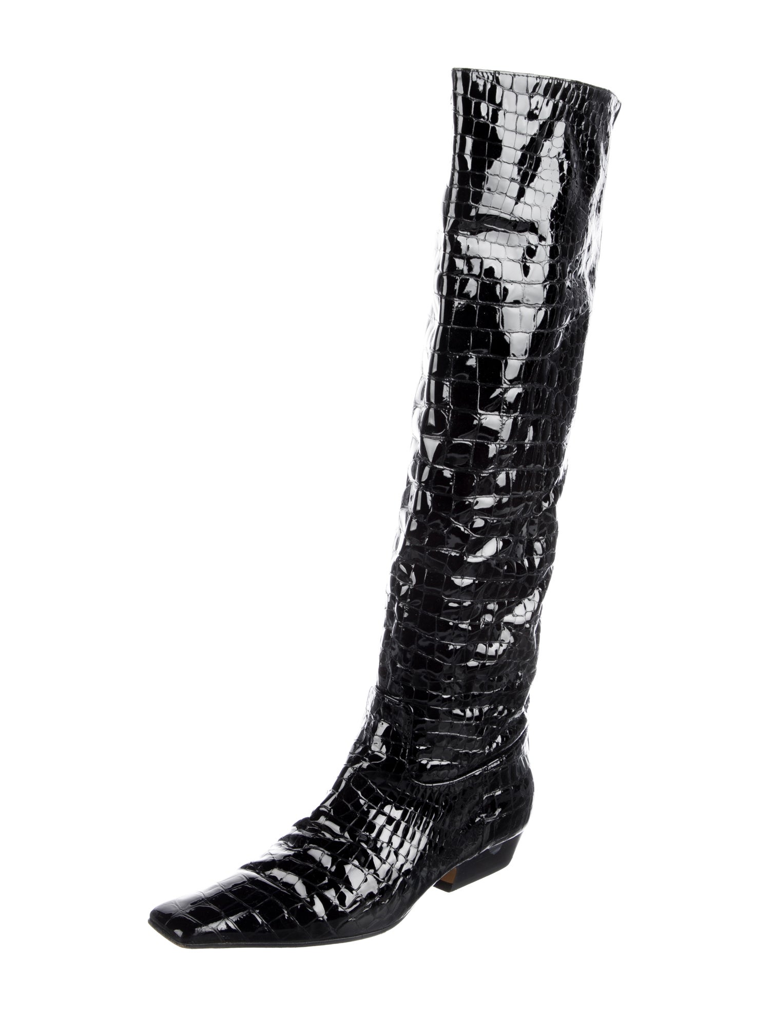 Khaite Embossed Leather Lace-Up Boots