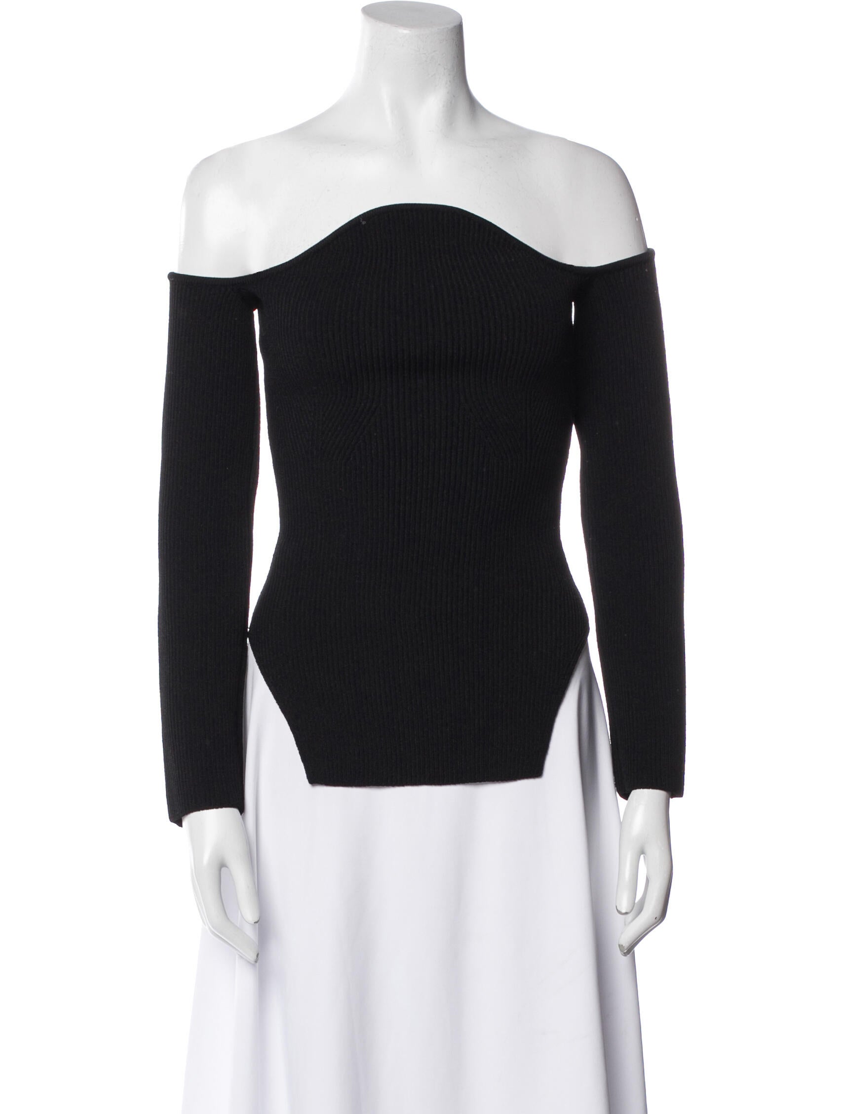 Khaite Off-The-Shoulder Long Sleeve Top