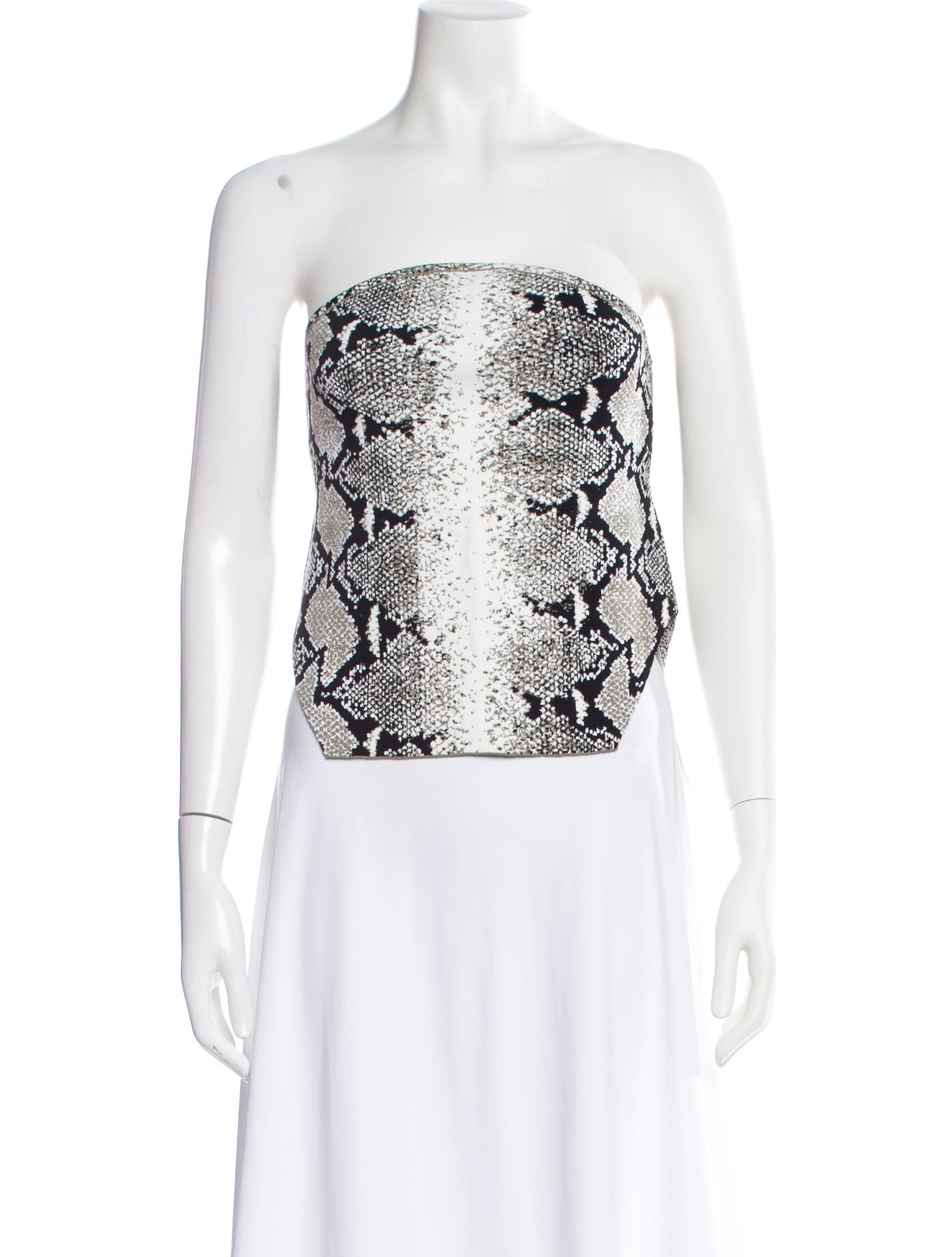 Khaite Animal Print Strapless Crop Top