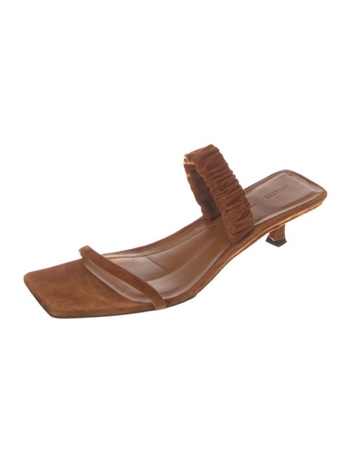 Khaite Suede Pleated Accents Slides