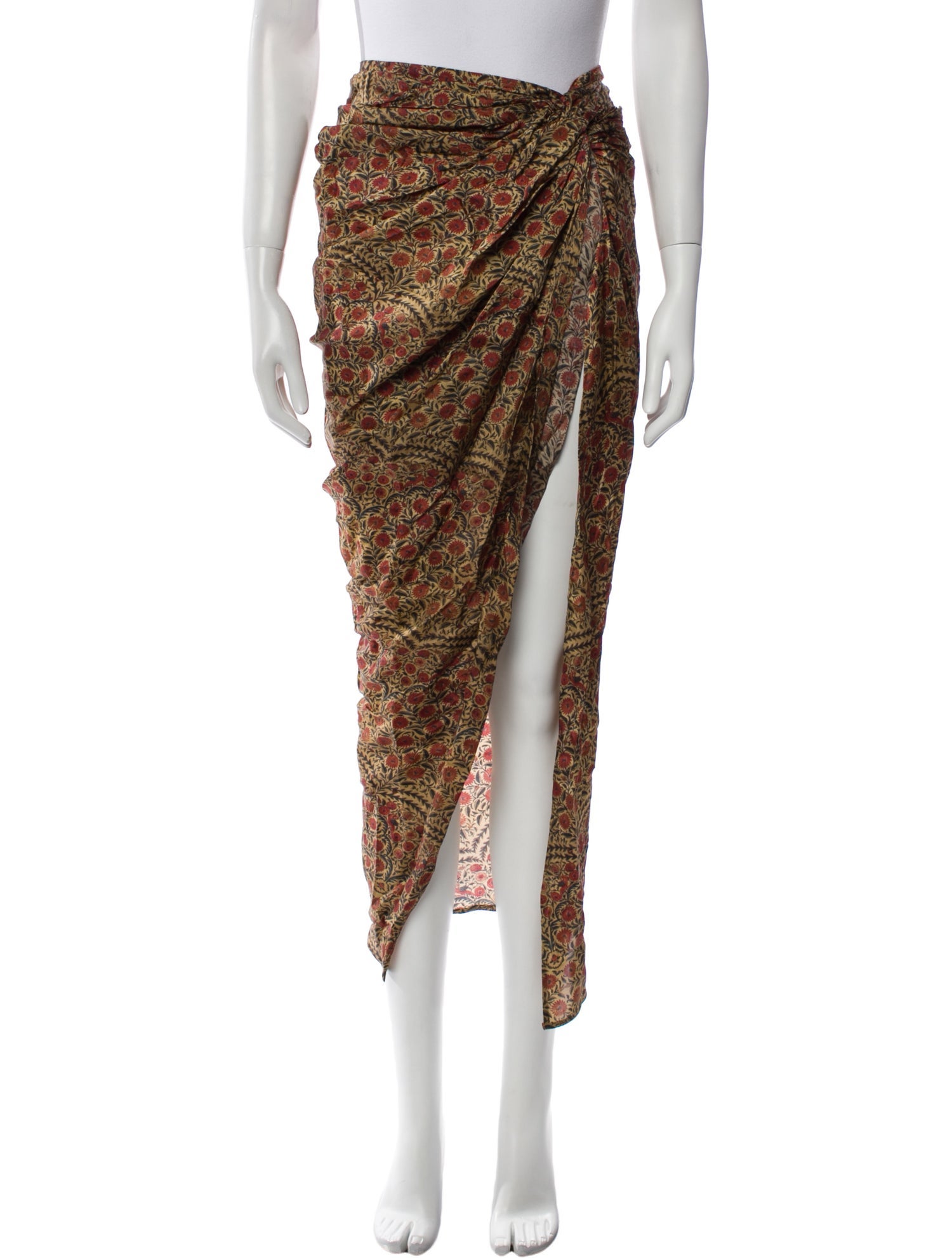 Khaite Floral Print Midi Length Skirt