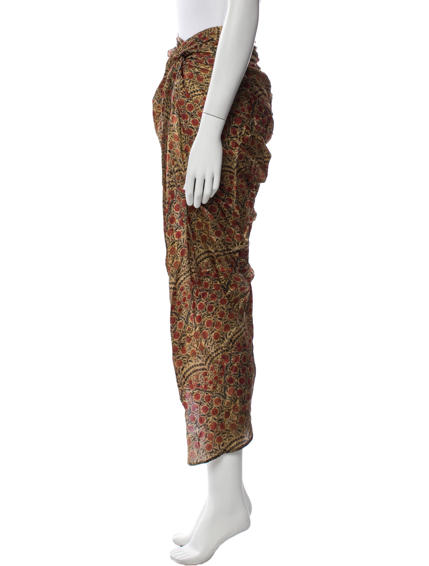 Khaite Floral Print Midi Length Skirt