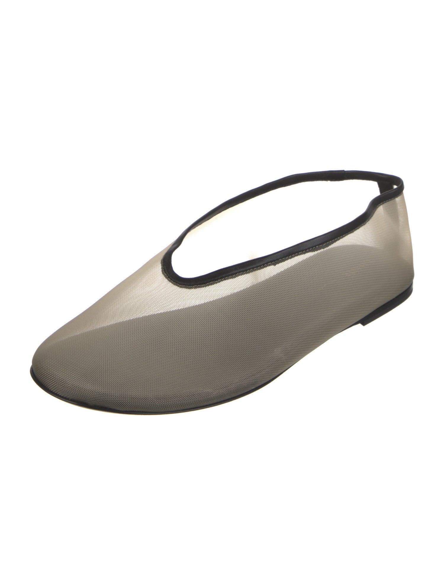 Khaite Mesh Leather Trim Embellishment Ballet Flats