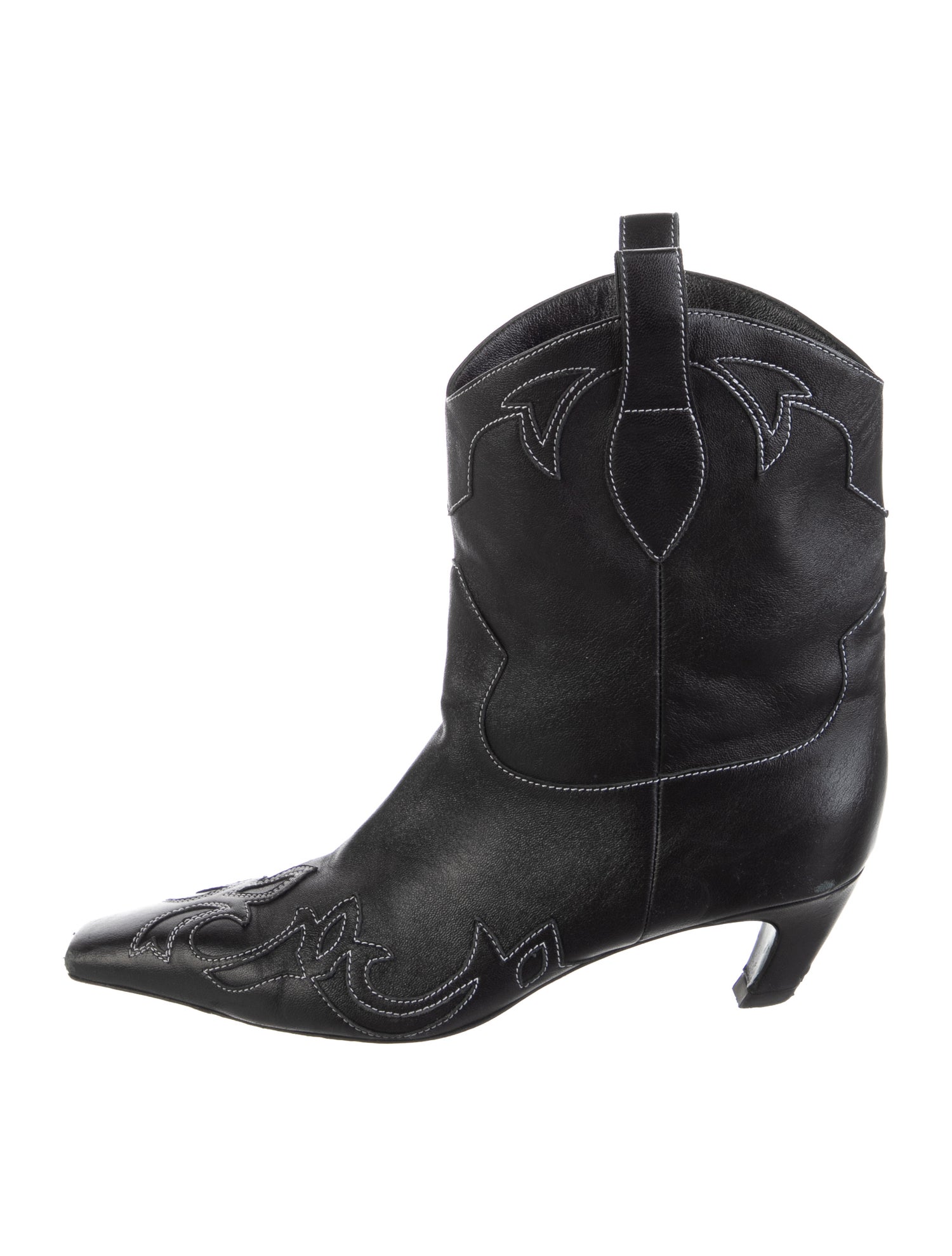 Khaite Leather Crystal Embellishments Western Boots