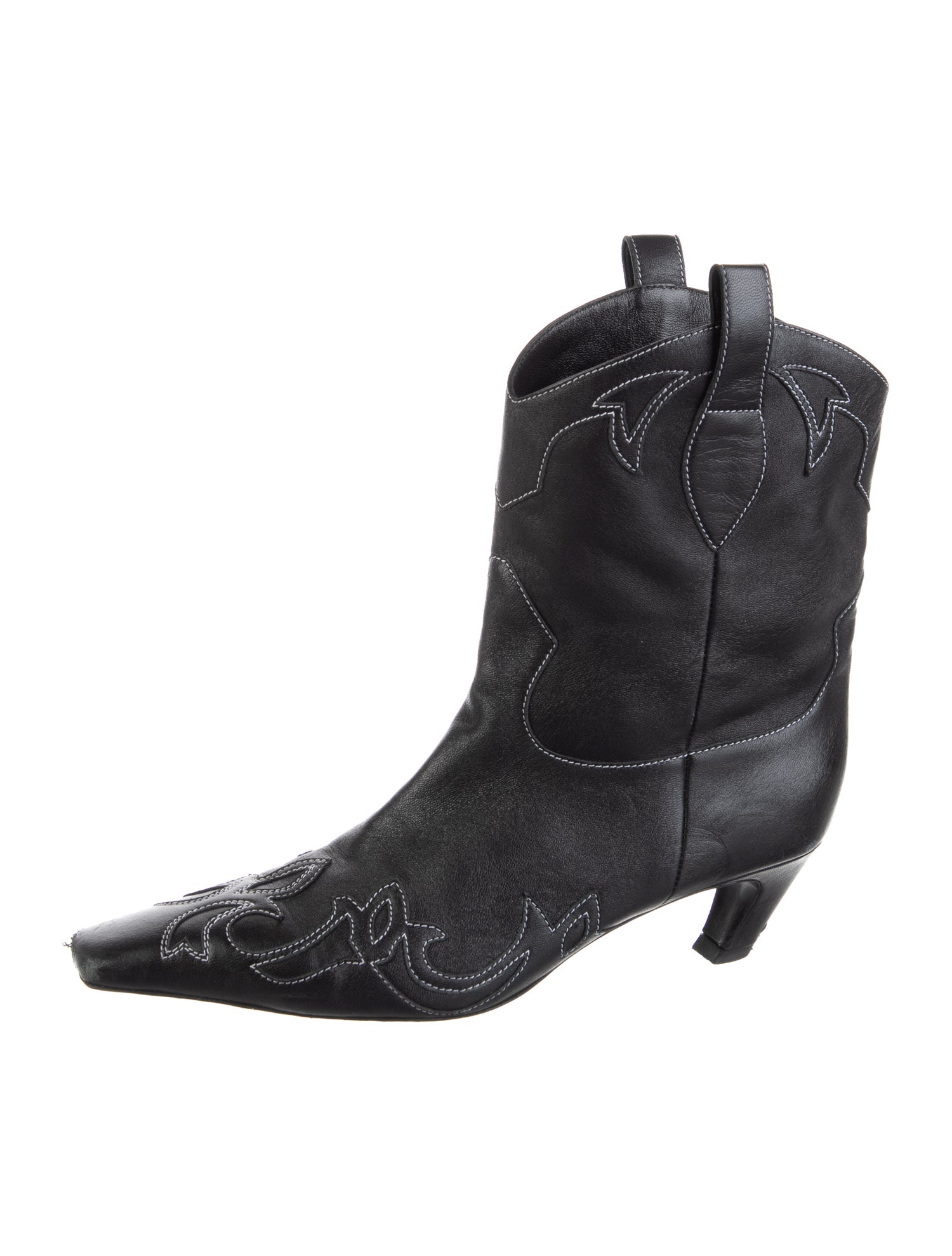 Khaite Leather Crystal Embellishments Western Boots