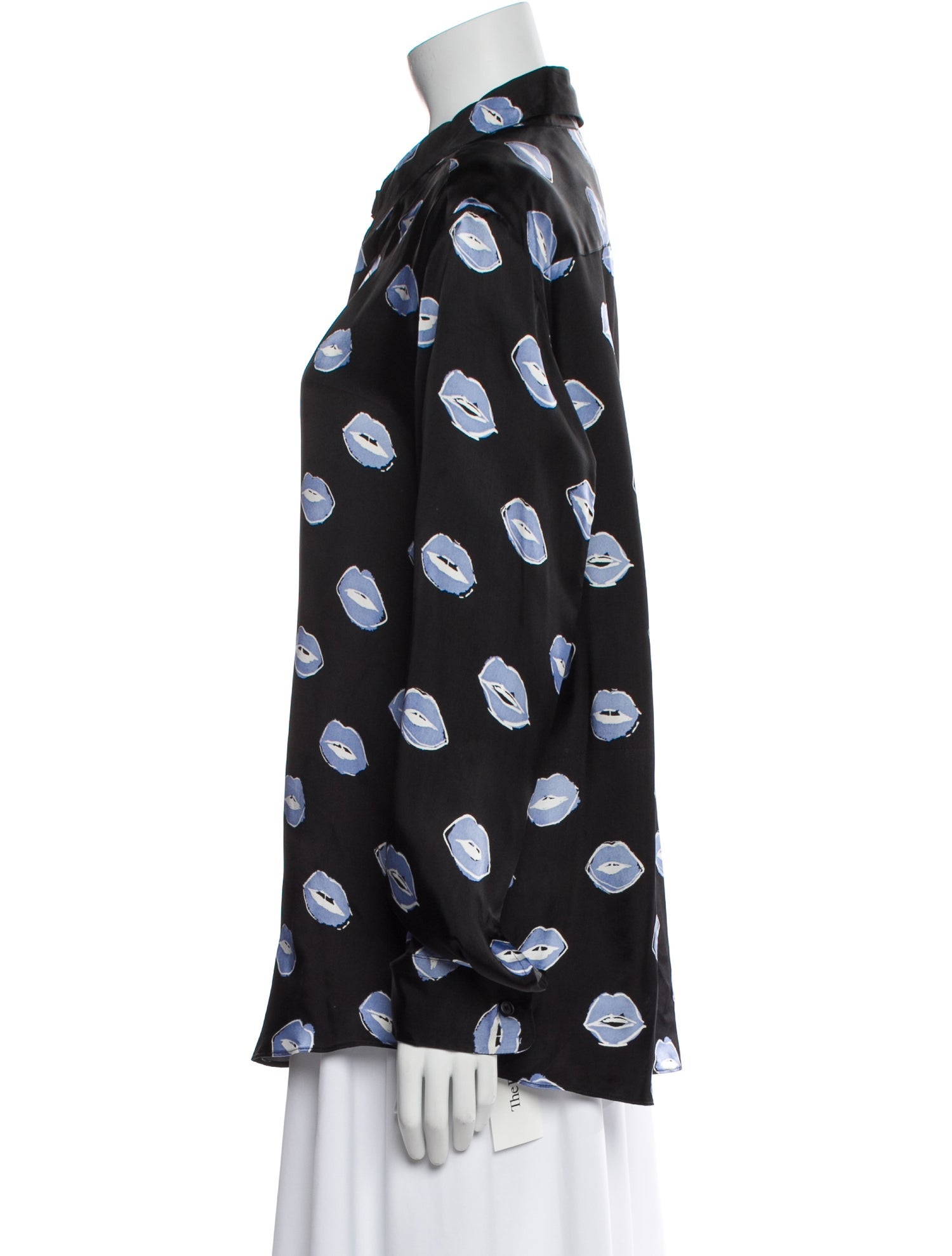 Khaite Printed Long Sleeve Button-Up Top