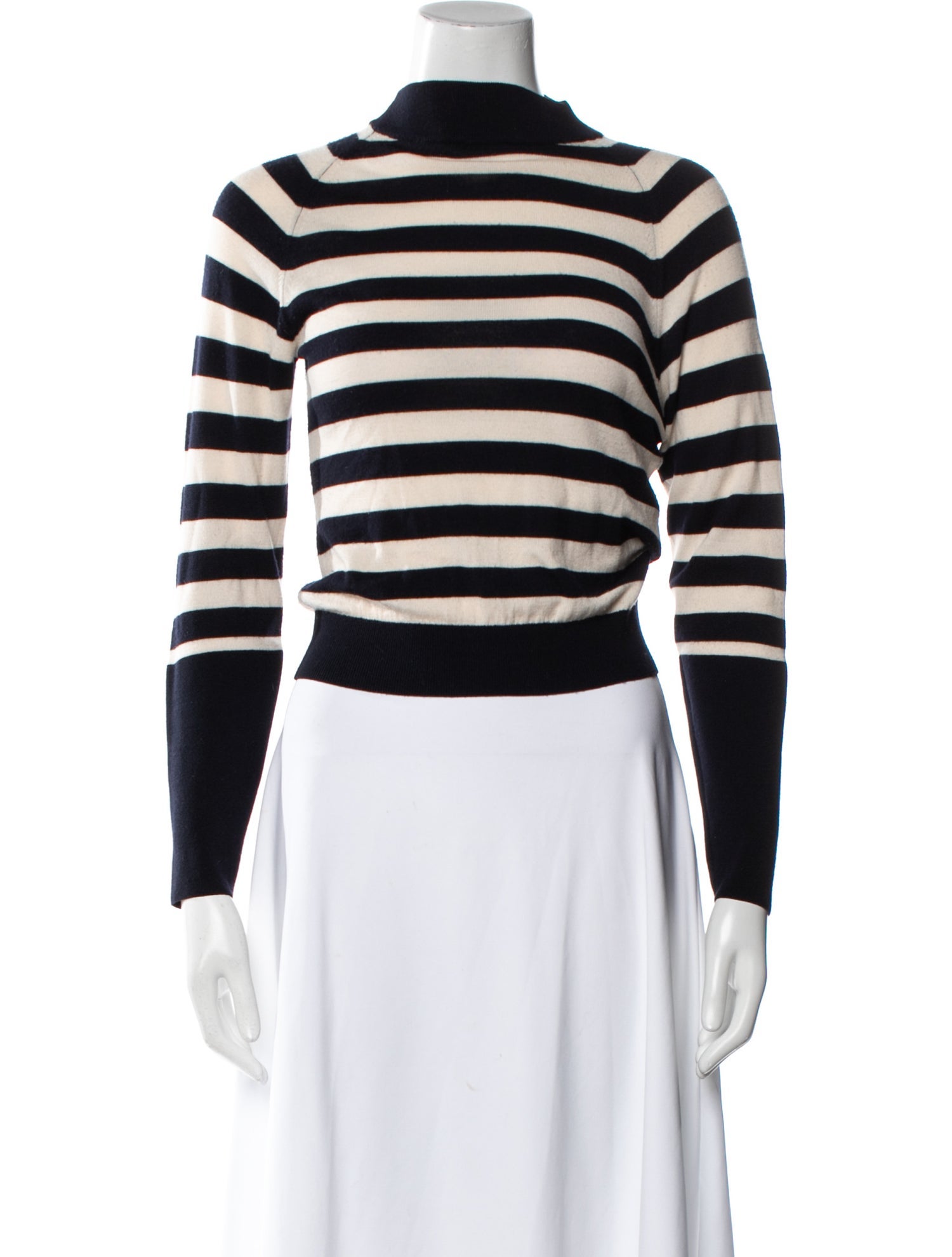 Khaite Striped Mock Neck Sweater