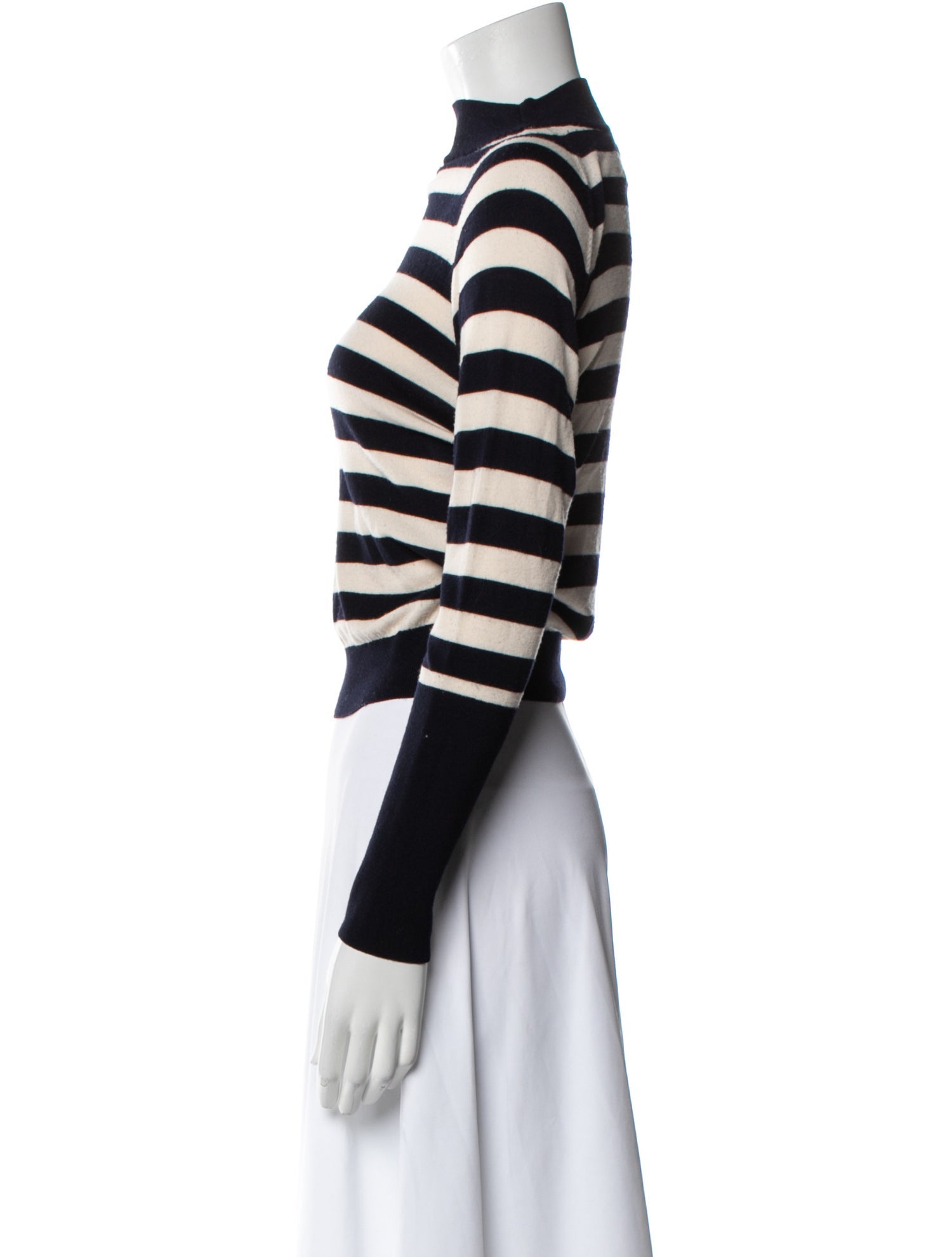 Khaite Striped Mock Neck Sweater