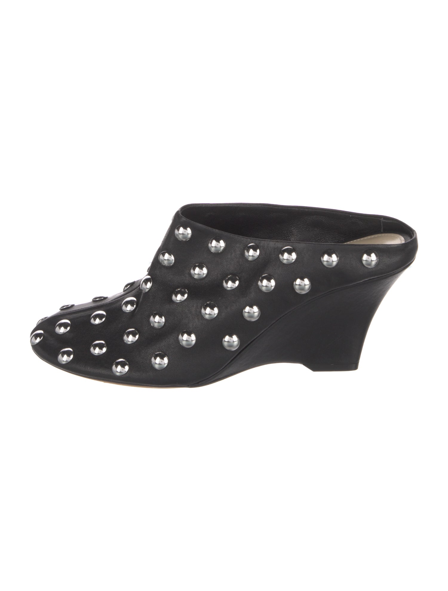 Khaite Leather Studded Accents Mules