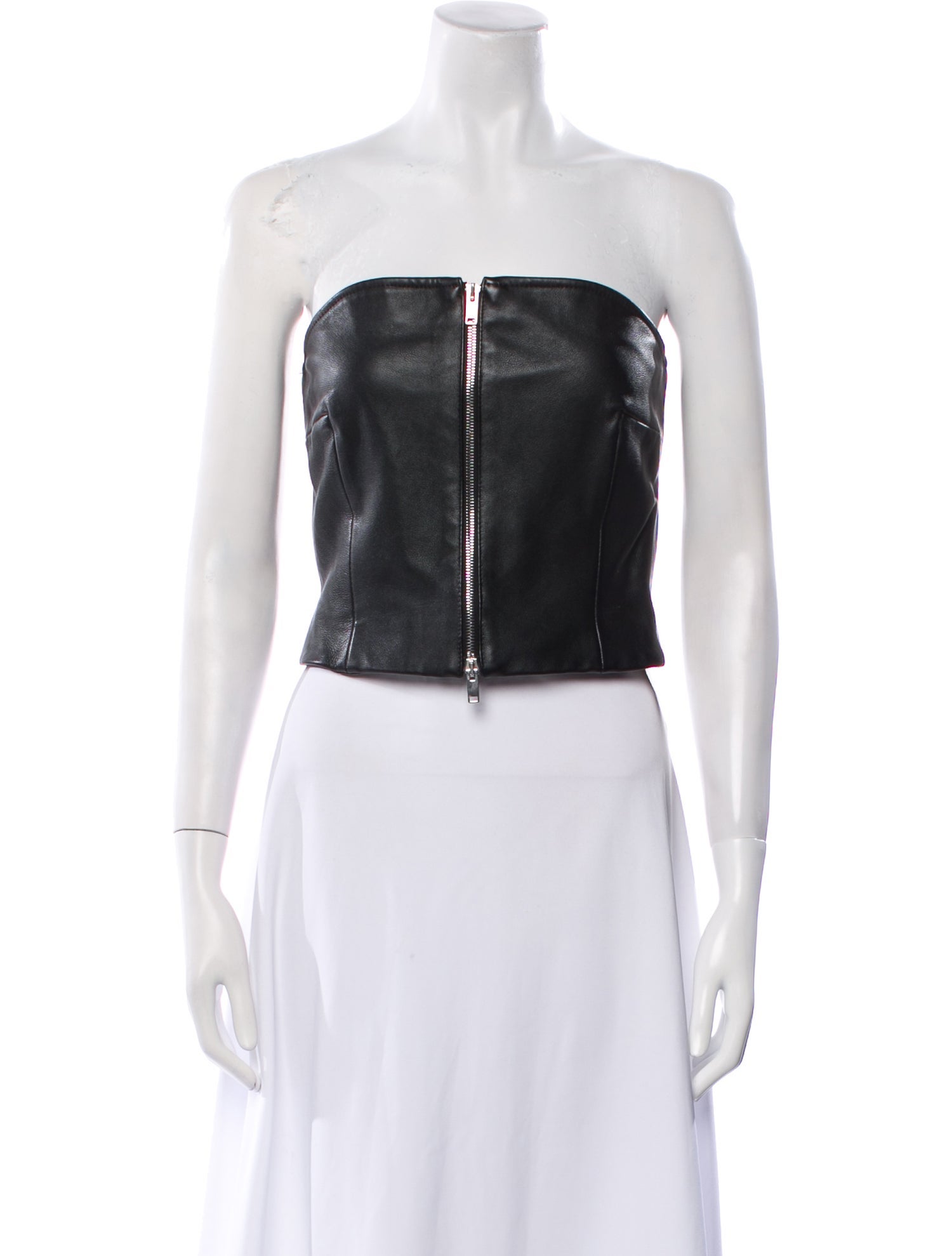 Khaite Leather Strapless Crop Top