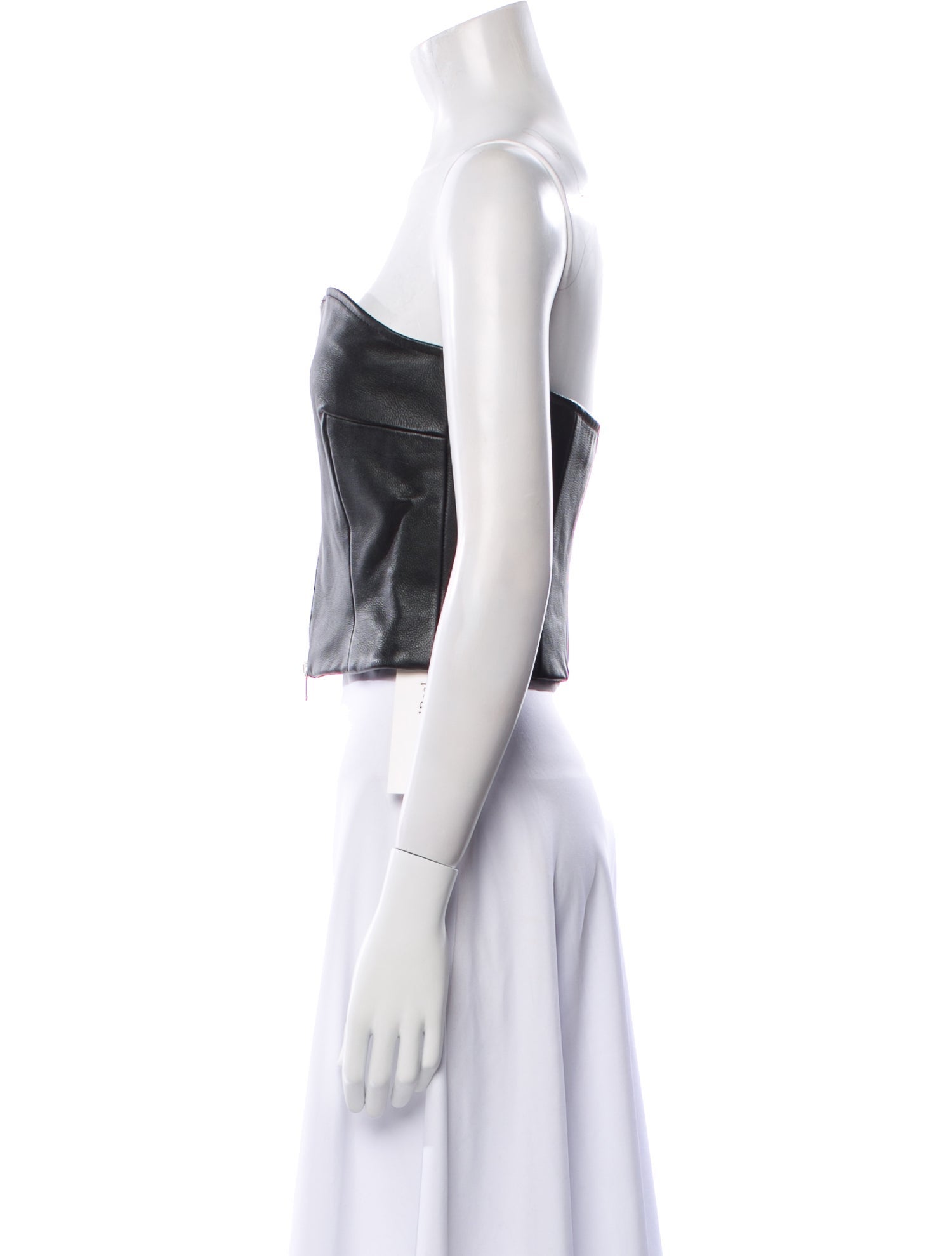 Khaite Leather Strapless Crop Top