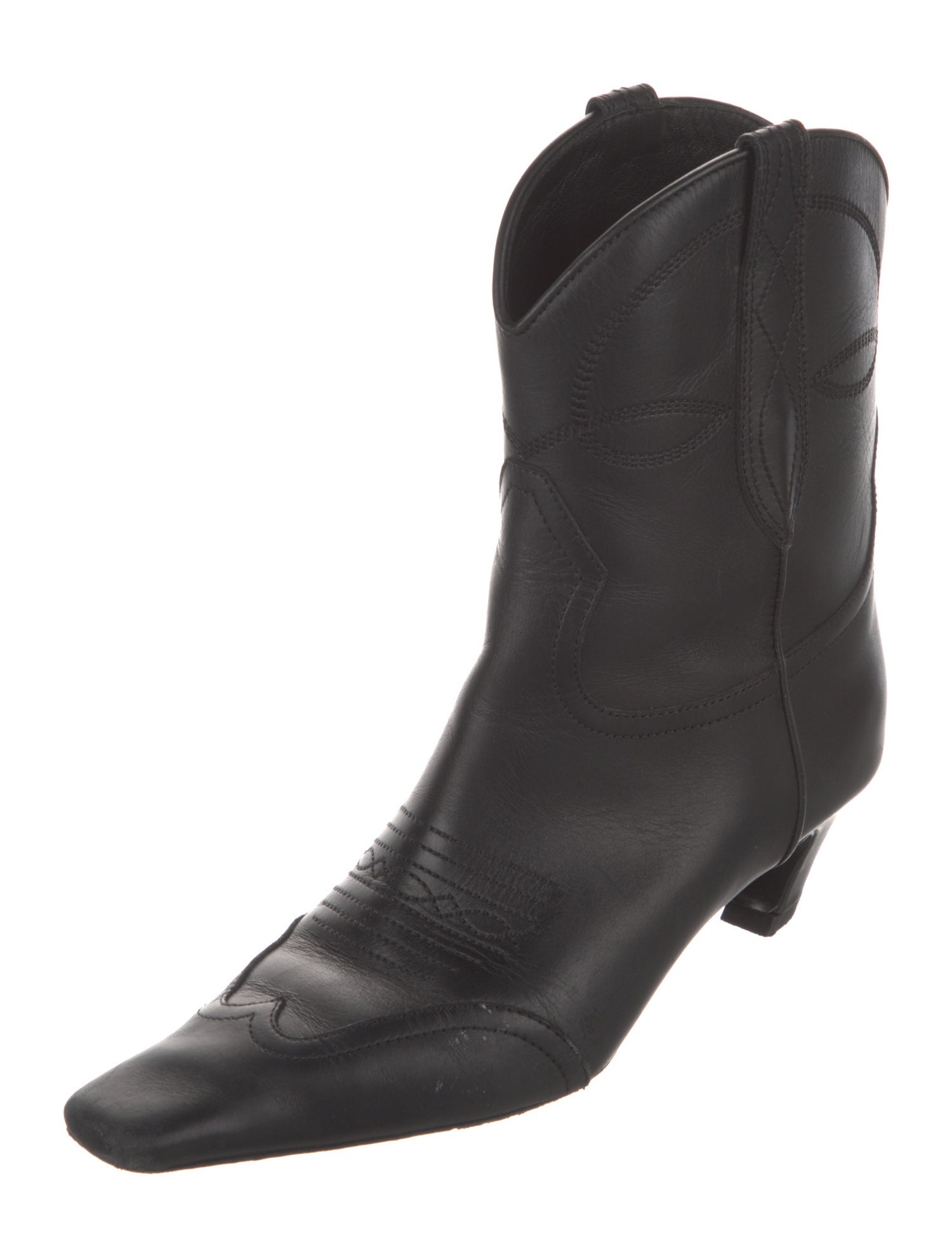 Khaite Leather Western Boots