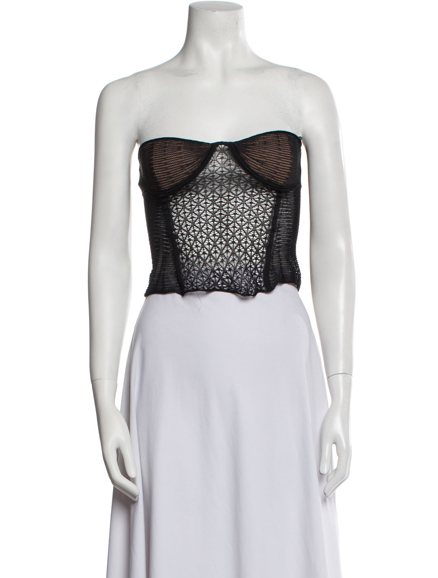 Khaite Lace Pattern Strapless Crop Top