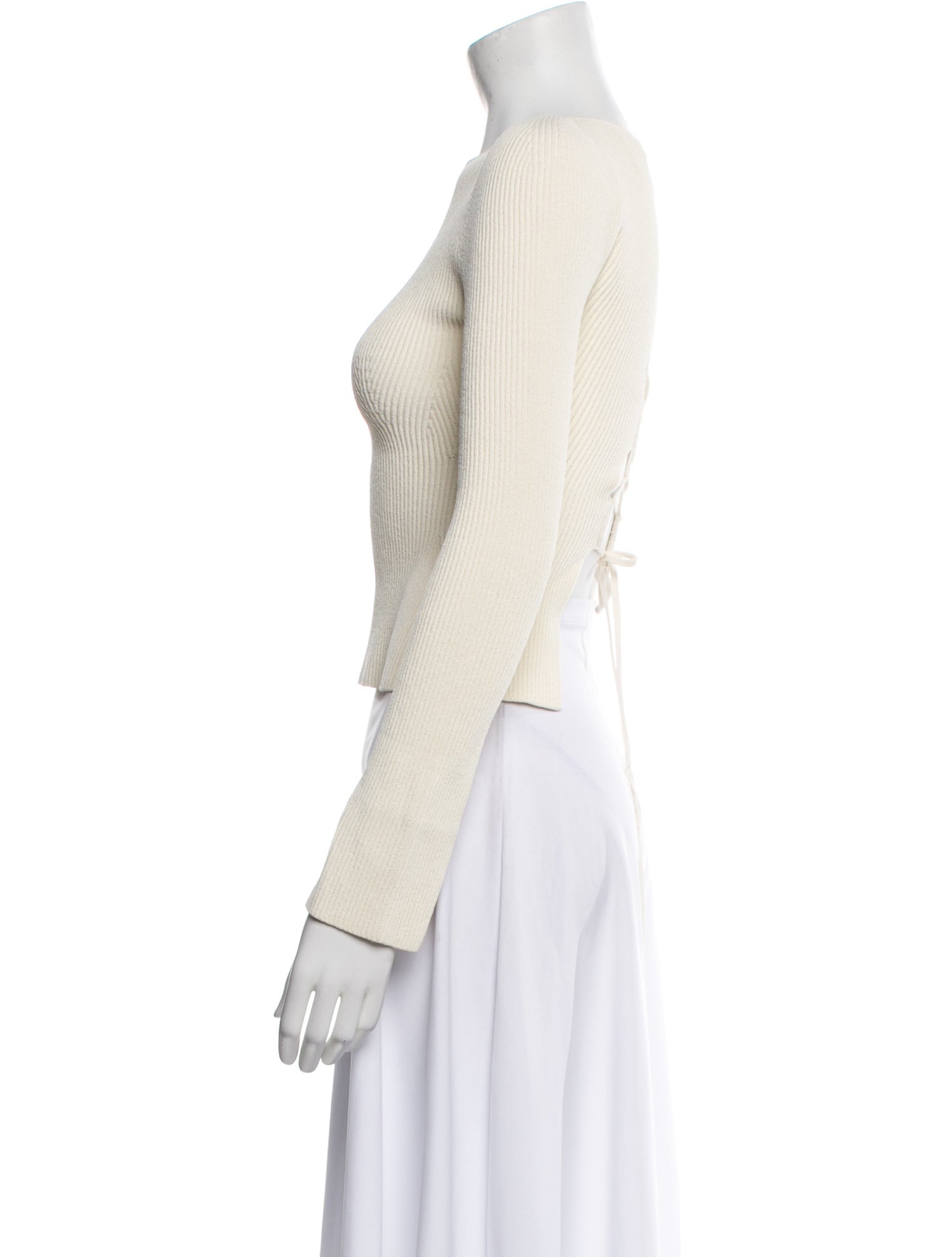 Khaite Scoop Neck Long Sleeve Crop Top