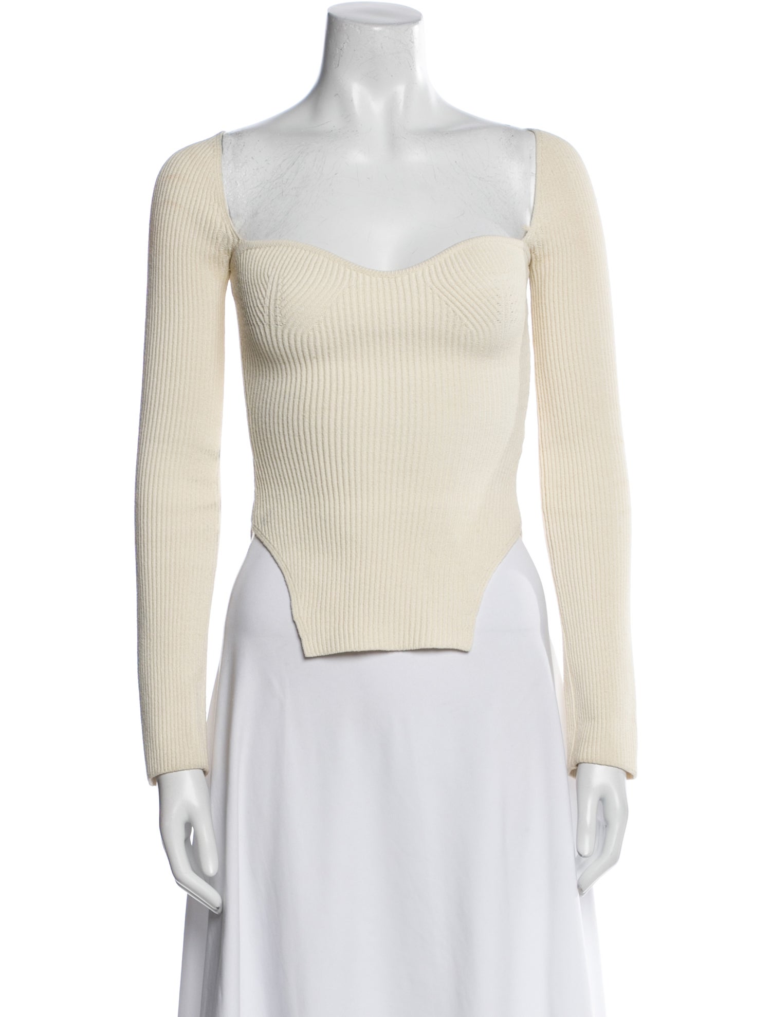 Khaite Square Neckline Long Sleeve Crop Top