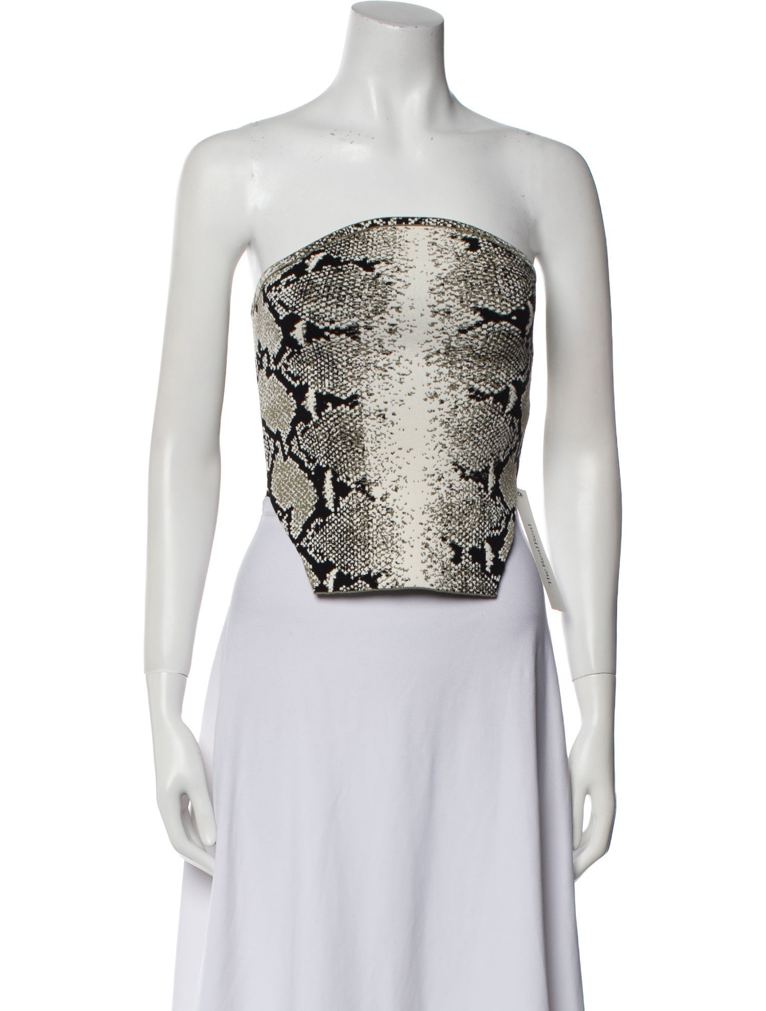 Khaite Animal Print Strapless Crop Top