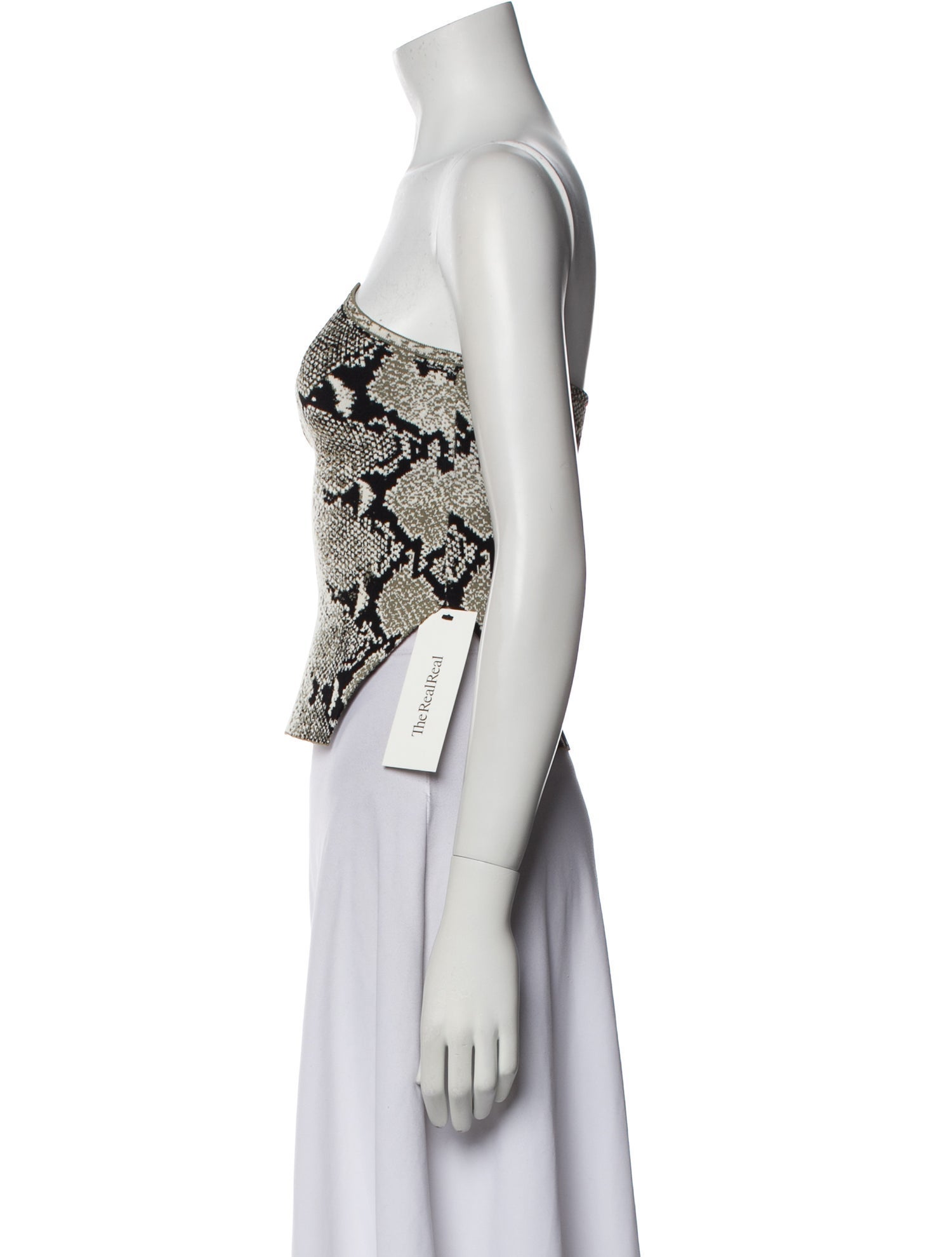 Khaite Animal Print Strapless Crop Top