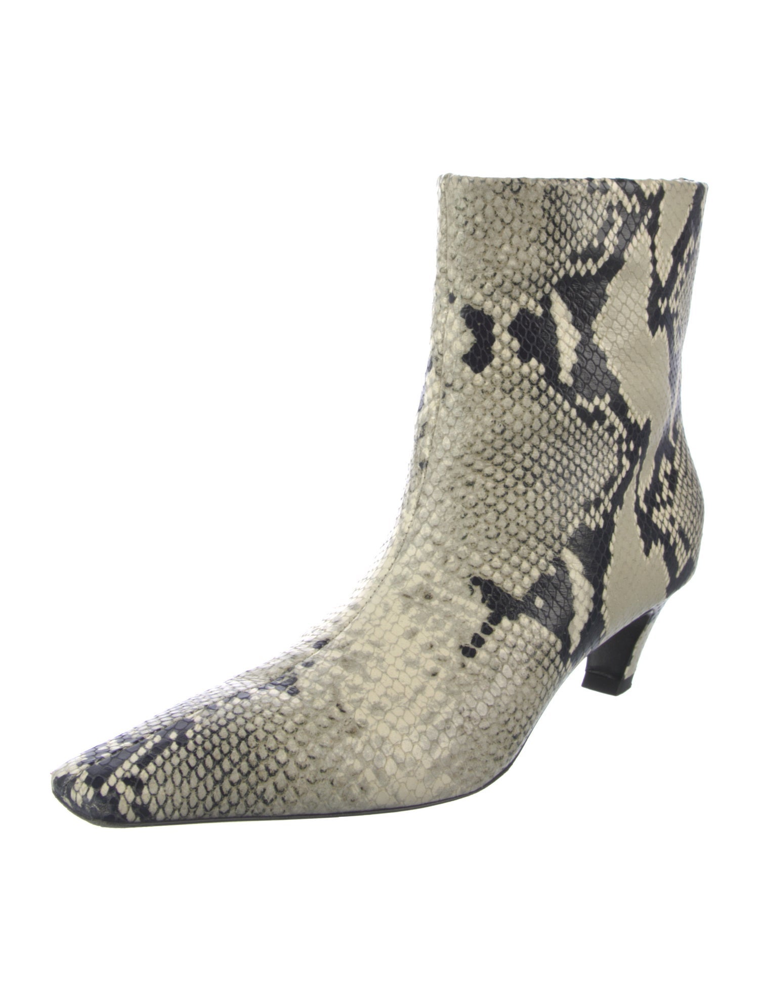 Khaite Embossed Leather Animal Print Boots