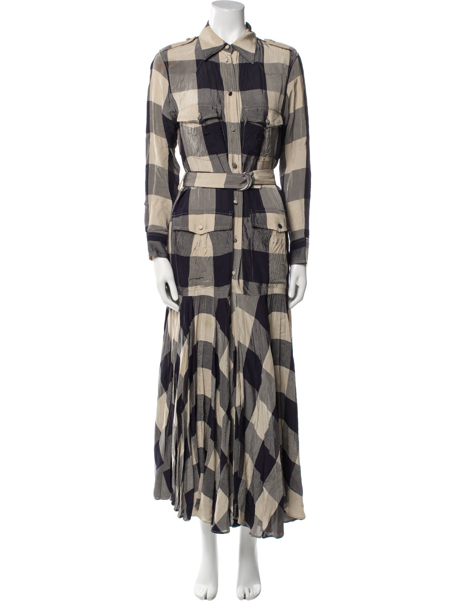 Khaite Plaid Print Long Dress