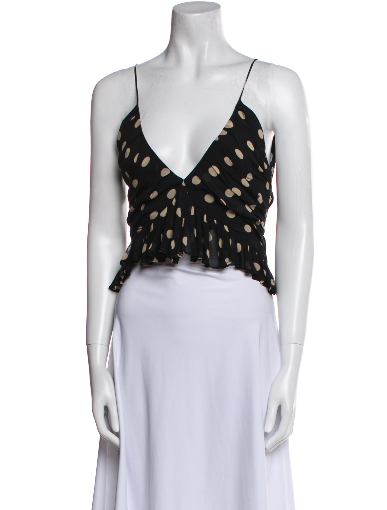 Khaite Silk Polka Dot Print Crop Top