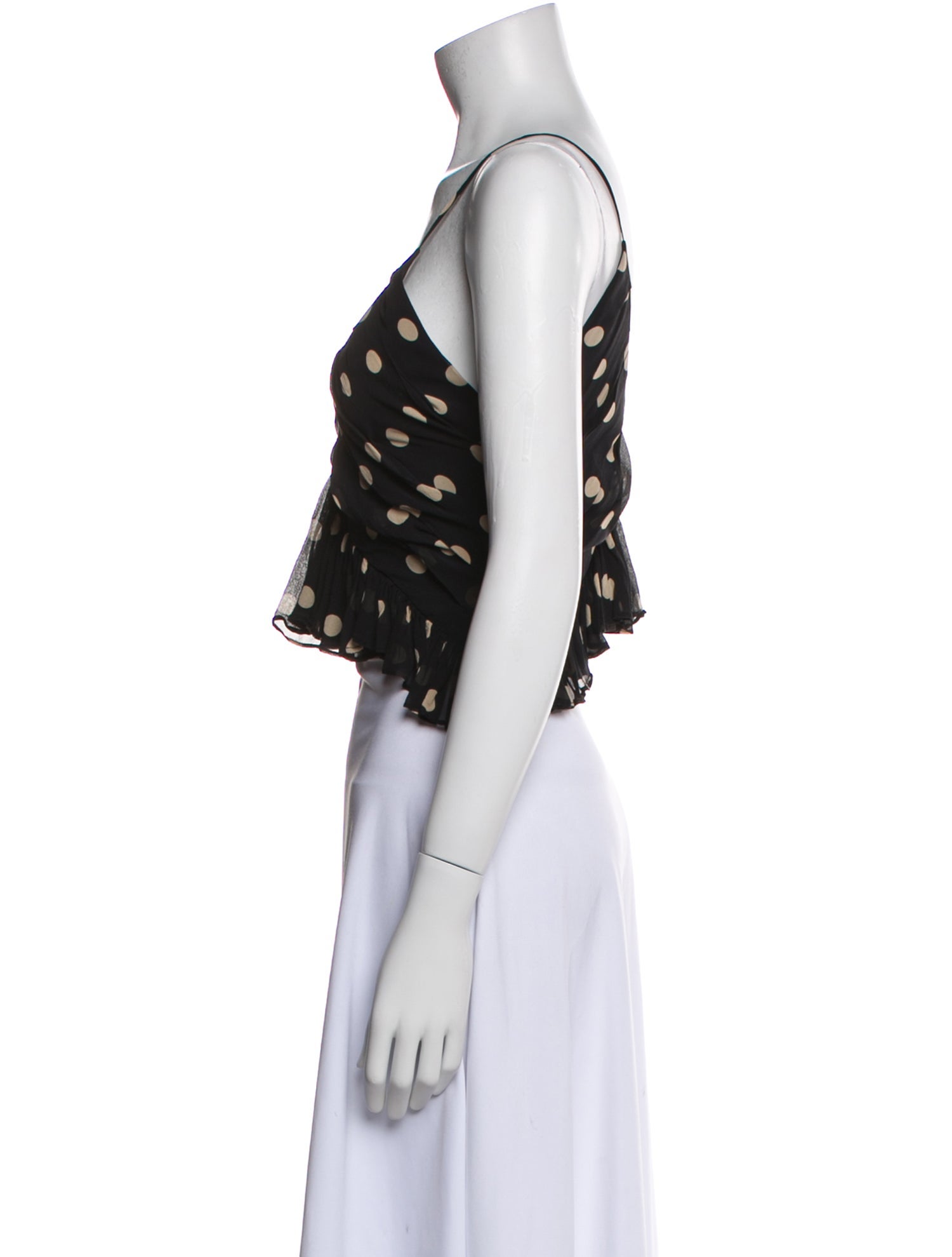 Khaite Silk Polka Dot Print Crop Top