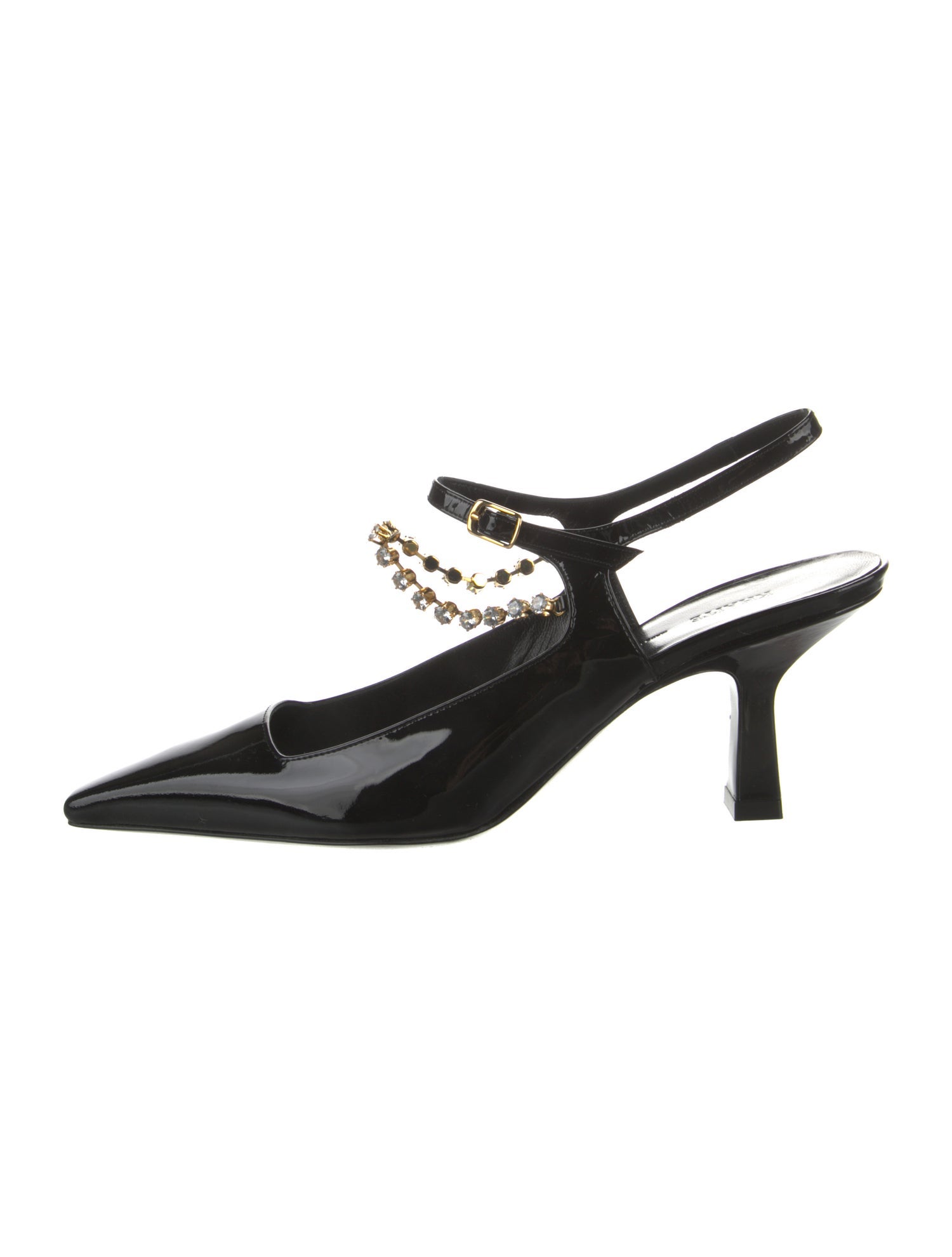 Khaite Patent Leather Crystal Embellishments Slingback Pumps